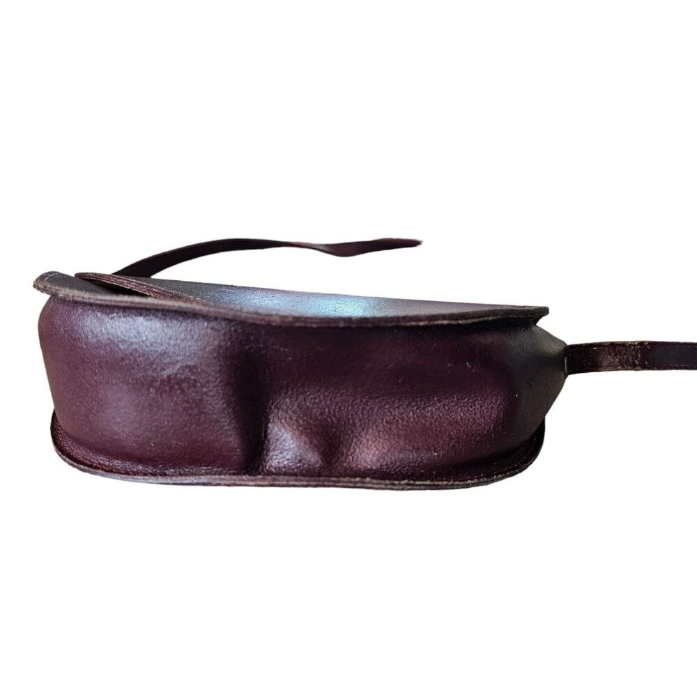 Vintage 80s Oxblood Leather Saddle Bag Purse‎ W Wallet Half Moon Brazil Boho - Picture 3 of 16